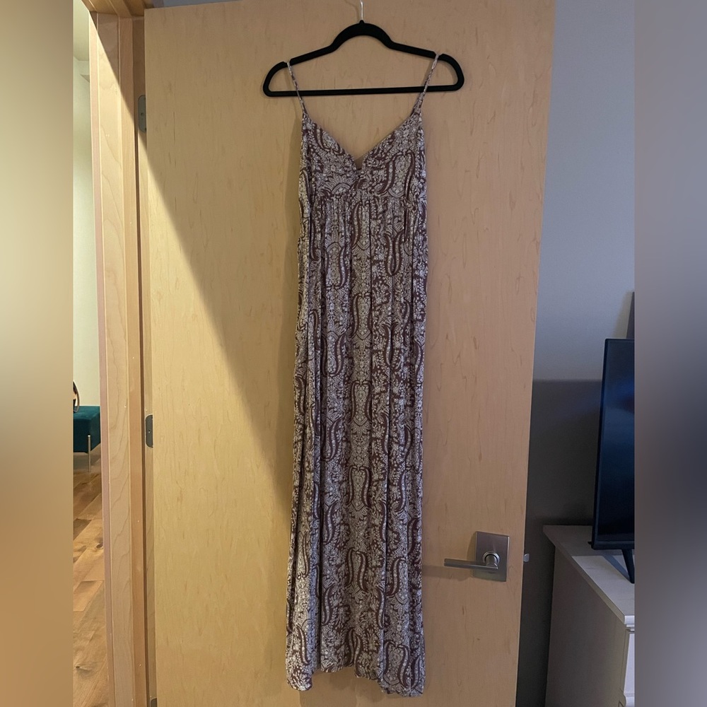 BeCool Brown and White Paisley Boho Maxi Dress